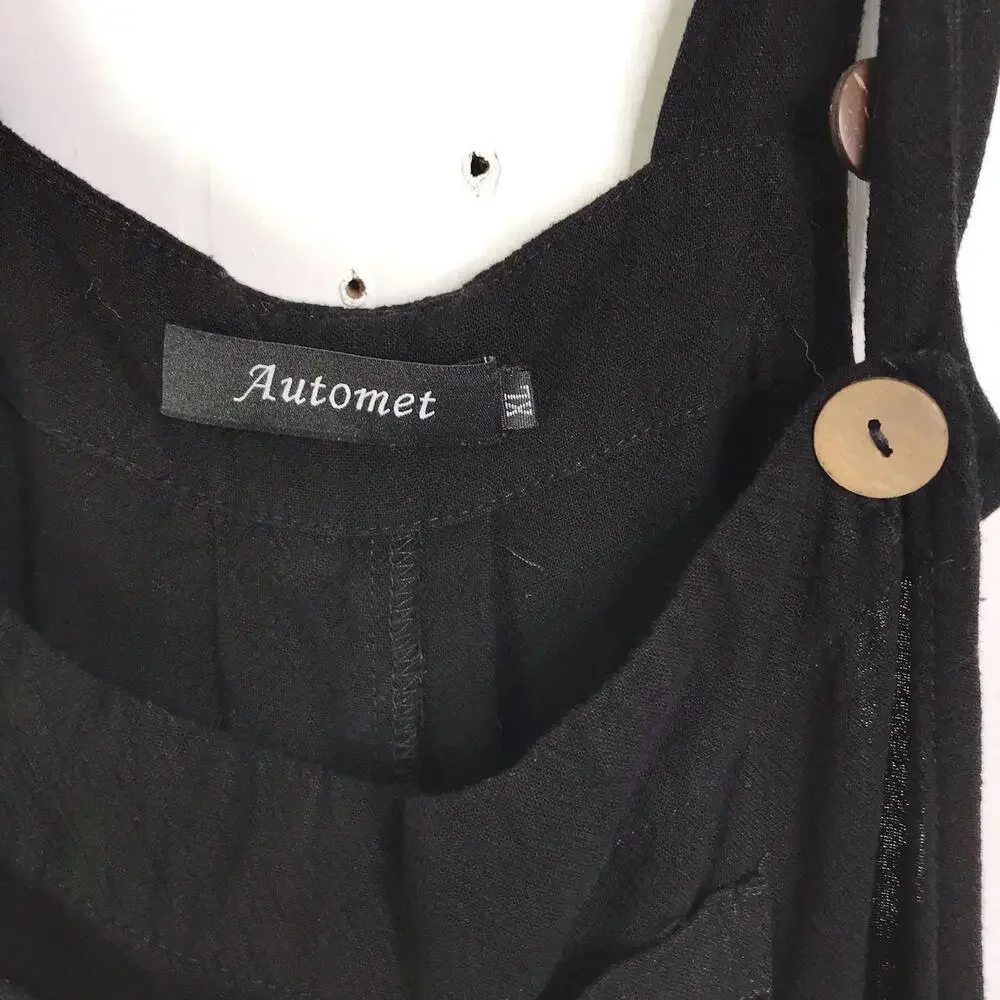 Automet Jumpsuit Womens XL Wide Leg Crepe Casual Jumper Sleeveless Cropped - Picture 11 of 11